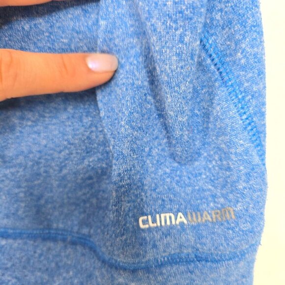 Adidas Heathered Blue Pullover ClimaWarm Hoodie Sweater - Picture 7 of 8